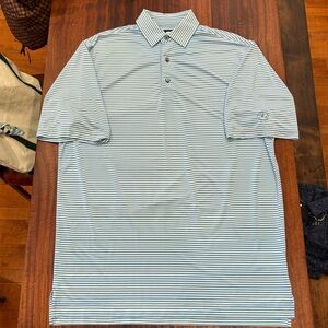 FootJoy Golf Polo Men’s XXL Blue White Stripe Lightweight Kemper Lakes Golf Club